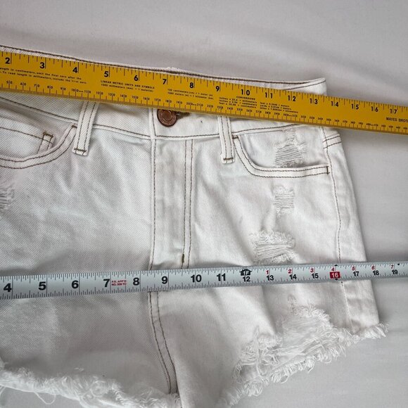 SO Super High-Rise Cut Off Short Distressed Embroider Rainbow Pocket White 7/28W - Picture 12 of 13